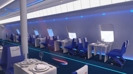 La sala da pranzo del Pop Up Restaurant di British Airways