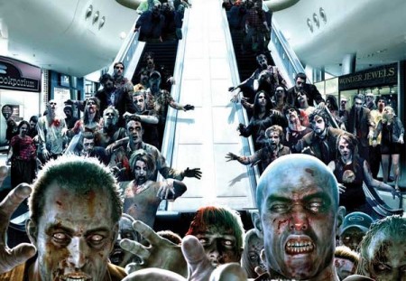 Gli zombi del videogioco Dead Rising invadono un centro commerciale, come i morti viventi del film "Zombi" di George Romero del 1978 zombie-george-romero-1978-mall-dead-rising