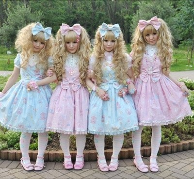 a group of sweet lolitas during Harajuku's Fashion Walk