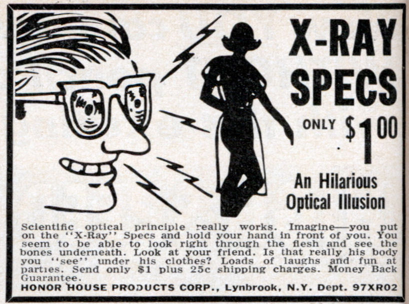 X-Ray Spex o X-Ray Gogs: gli occhiali a raggi X commercializzati negli anni 70 e 80