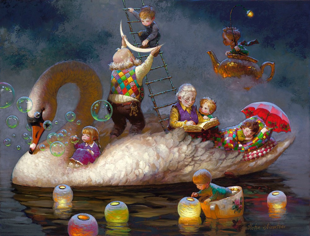 Un quadro fiabesco del pittore russo Victor Nizovtsev - Carefully selected by GORGONIA www.gorgonia.it