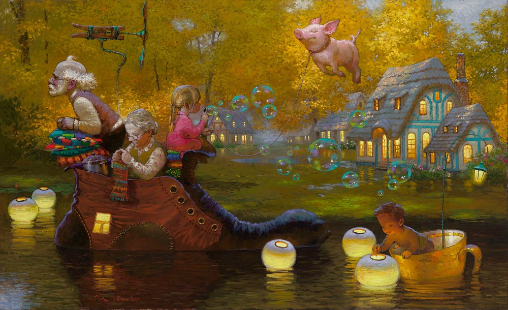 Un quadro fiabesco del pittore russo Victor Nizovtsev - Carefully selected by GORGONIA www.gorgonia.it