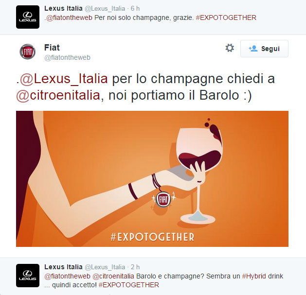Il soggetto dedicato a Lexus della campagna Twitter di Fiat #Expotogether - www.gorgonia.it