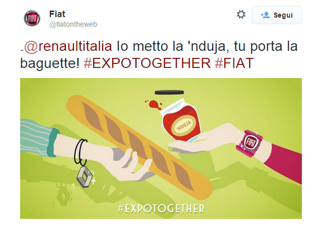 Il soggetto dedicato a Renault della campagna Twitter di Fiat #Expotogether - www.gorgonia.it