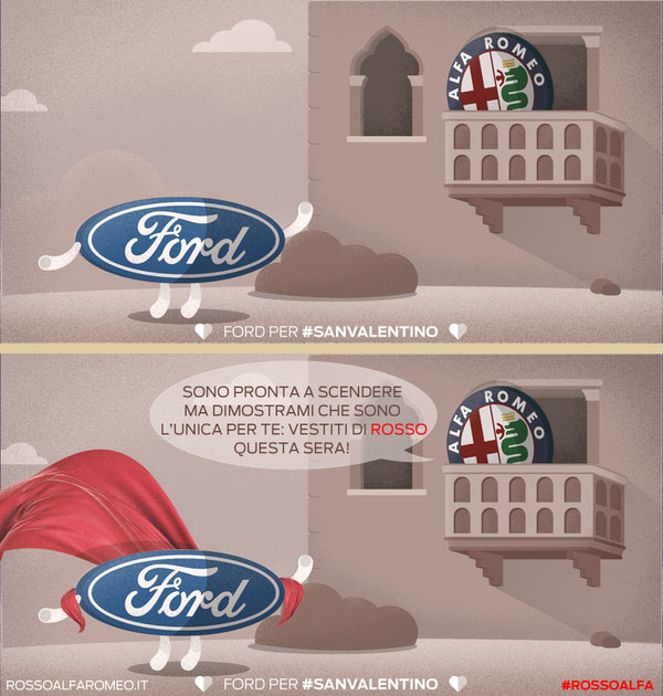 Il botta e risposta di San Valentino di ford e alfa romeo su Twitter - www.gorgonia.it